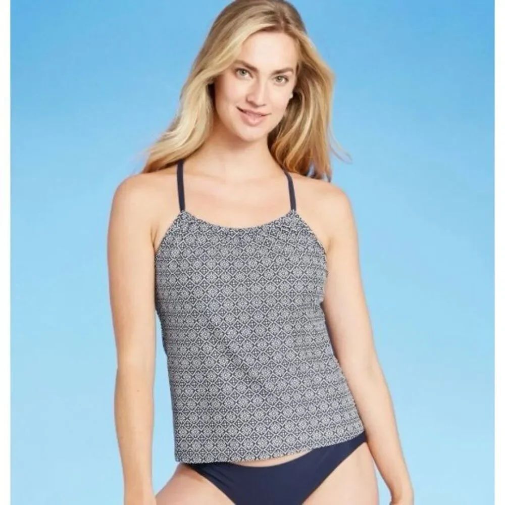 Brand New Womens Kona Sol Tribal Tie Print Tankini Swim Top - Sz M